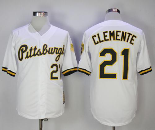 Mitchell And Ness 1990-1997 Pittsburgh Pirates #21 Roberto Clemente White Throwback Stitched MLB Jersey