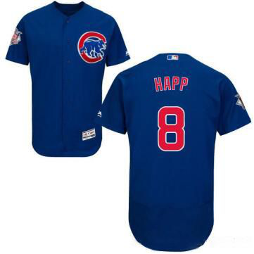 Chicago Cubs #8 Ian Happ Stitched MLB Majestic Flex Base Blue Men's Jersey