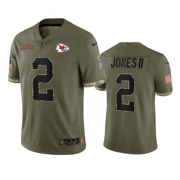 Kansas City Chiefs Ronald Jones II Olive 2022 Salute To Service Limited Jersey #2