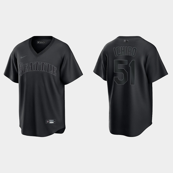 Men's Seattle Mariners #51 Ichiro Suzuki Pitch Black Fashion Cool Base Jersey - Black