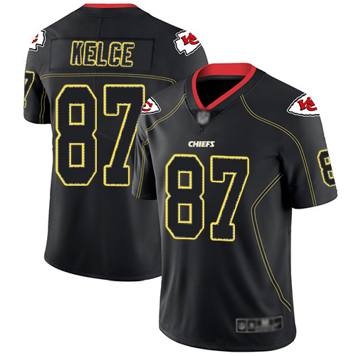 Men's Kansas City Chiefs #87 Travis Kelce Lights Out Black Stitched NFL Limited Rush Jersey