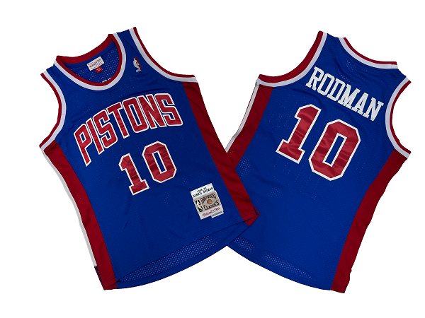 Men's Mitchell and Ness Detroit Pistons #10 Richard Rodman 1988-89 Blue Mitchell and Ness Stitched NBA Jersey