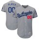 Men's Los Angeles Dodgers Majestic Gray 60th Anniversary Road On-Field Patch Flex Base Custom MLB Jersey