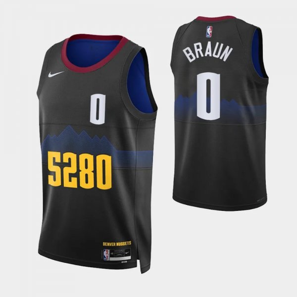 2023-24 City Edition Denver Nuggets #0 Christian Braun Black 5280 Swingman Jersey