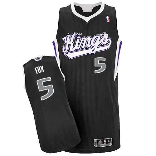 Men's Sacramento Kings #5 De'Aaron Fox Black Alternate Stitched NBA Jersey