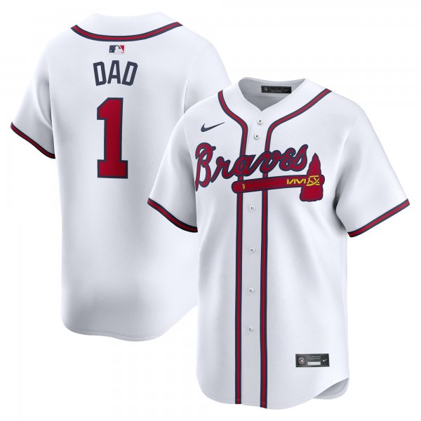 Men's Atlanta Braves Nike White #1 Dad Home Limited Jersey