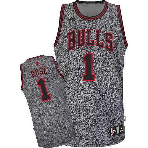 Men's Chicago Bulls #1 Derrick Rose Grey Static Fashion Stitched NBA Jersey