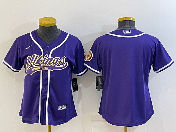 Women's Minnesota Vikings Blank Purple Stitched Baseball Cool Base Jersey