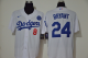 Men's Nike Los Angeles Dodgers #24 Kobe Bryant With front Number #8 White KB Patch Stitched MLB Cool Base Jersey