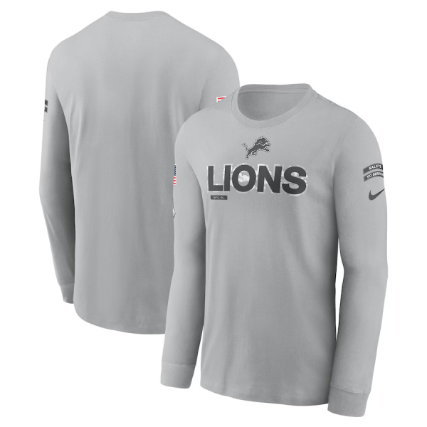 Men's Nike Gray Detroit Lions 2024 Salute To Service Long Sleeve T-Shirt