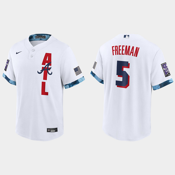 Men's Men's Atlanta Braves #5 Freddie Freeman White 2021 MLB All-Star Game Jersey