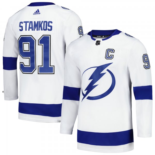 Men's Tampa Bay Lightning Steven Stamkos adidas White Away Primegreen Player Jersey