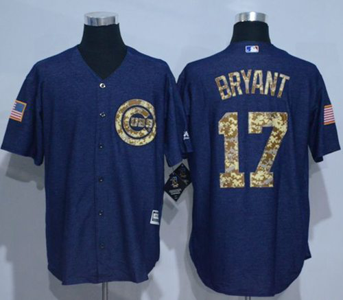 Chicago Cubs #17 Kris Bryant Denim Blue Salute to Service Stitched MLB Jersey