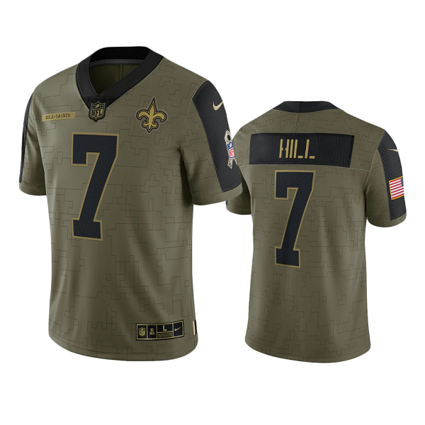 New Orleans Saints Taysom Hill Olive 2021 Salute To Service Limited Men's NFL Jersey