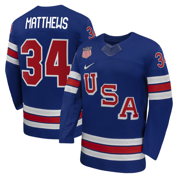 Men's USA Hockey Auston Matthews Nike Royal 2026 Home Replica Jersey