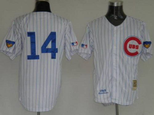 Mitchell And Ness Chicago Cubs #14 Ernie Banks Stitched White Throwback MLB Jersey