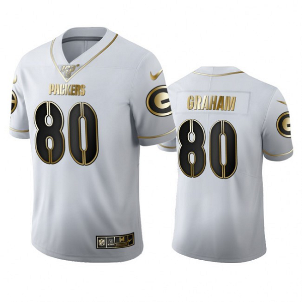 Green Bay Packers #80 Jimmy Graham Men's Nike White Golden Edition Vapor Limited NFL 100 Jersey