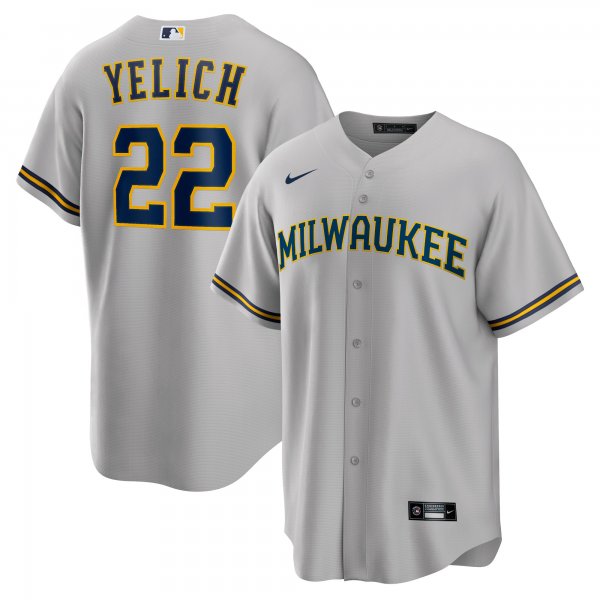 Men's Milwaukee Brewers Christian Yelich Nike Gray Alternate Replica Player Jersey