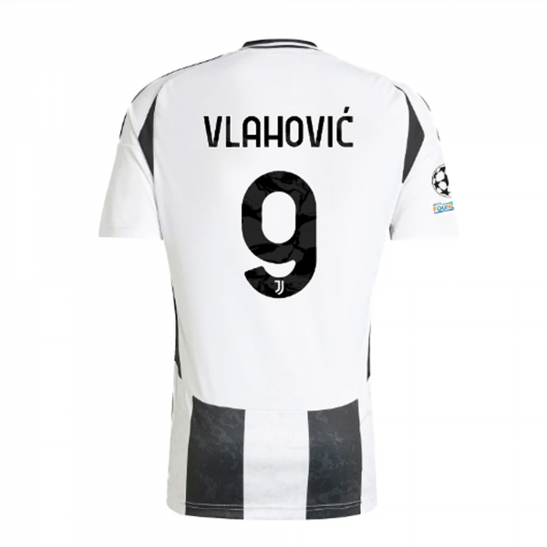 adidas Juventus Dušan Vlahović Home Jersey w/ Champions League + Copa Italia Patches 24/25 (White/Black)