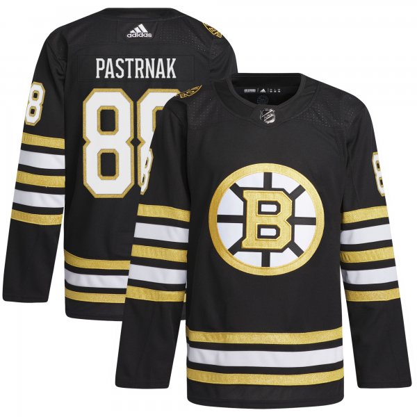 Men's Boston Bruins David Pastrnak adidas Black  Primegreen 100th Anniversary Player Jersey