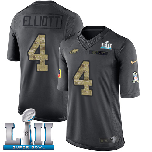 Men's Nike NFL Philadelphia Eagles #4 Jake Elliott Limited Black 2016 Salute to Service Super Bowl LII Jersey