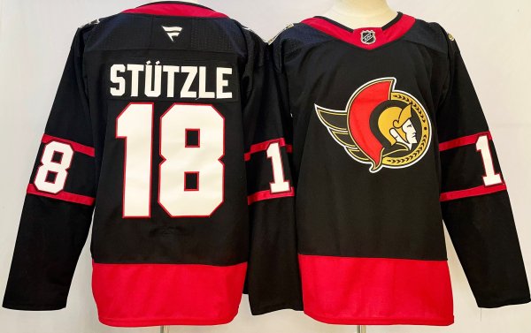 Men's #18 Tim Stutzle Ottawa Senators Black City Edition Jersey