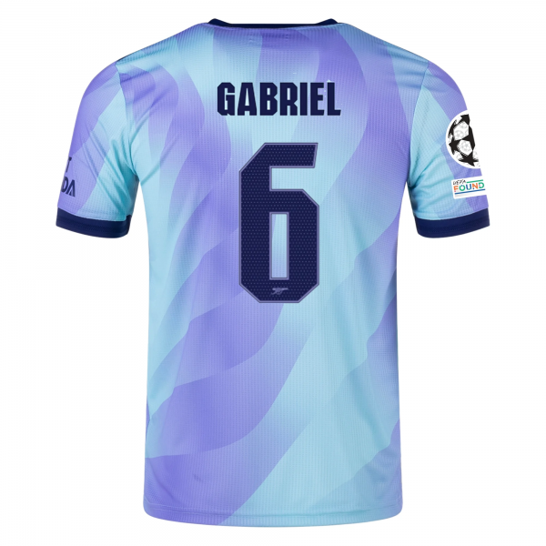 adidas Arsenal Gabriel Third Jersey w/ Champions League Patches 24/25 (Clear Aqua/Light Flash Purple)