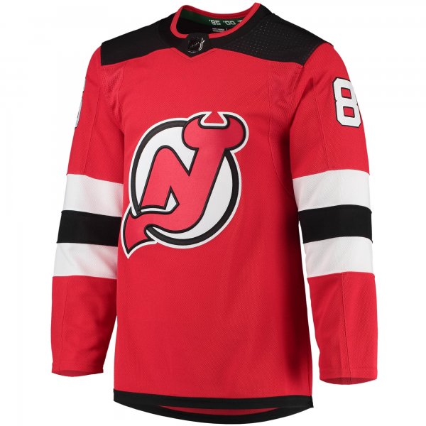 Men's New Jersey Devils Jack Hughes adidas Red Home Primegreen Player Jersey