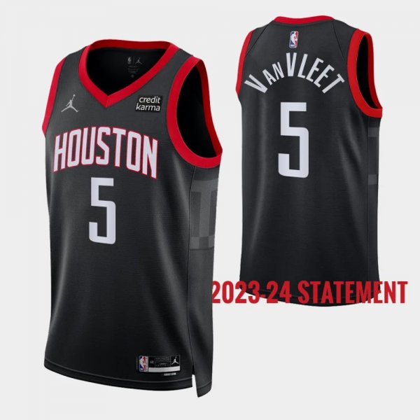 2023-24 Statement Edition Houston Rockets #5 Fred VanVleet Black Swingman Jersey