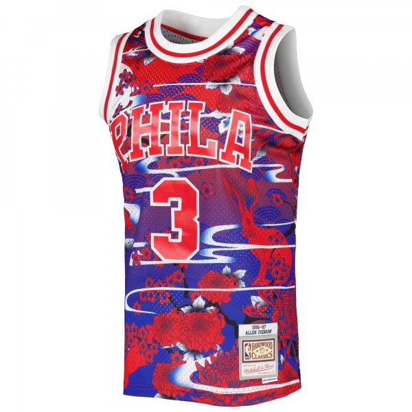 Men's Philadelphia 76ers Allen Iverson Mitchell & Ness Red 1996/97 Hardwood Classics Lunar New Year Swingman Jersey