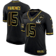 Men's Kansas City Chiefs #15 Patrick Mahomes Black Gold Salute To Service 2021 Super Bowl LV Jersey