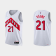 Men's Toronto Raptors #21 Thaddeus Young 75th Anniversary Association White NBA Jersey