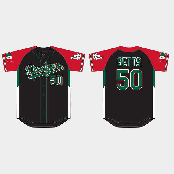 Men's Los Angeles Dodgers #50 Mookie Betts 2021 Mexican Heritage Night Limited MLB Jersey - Black