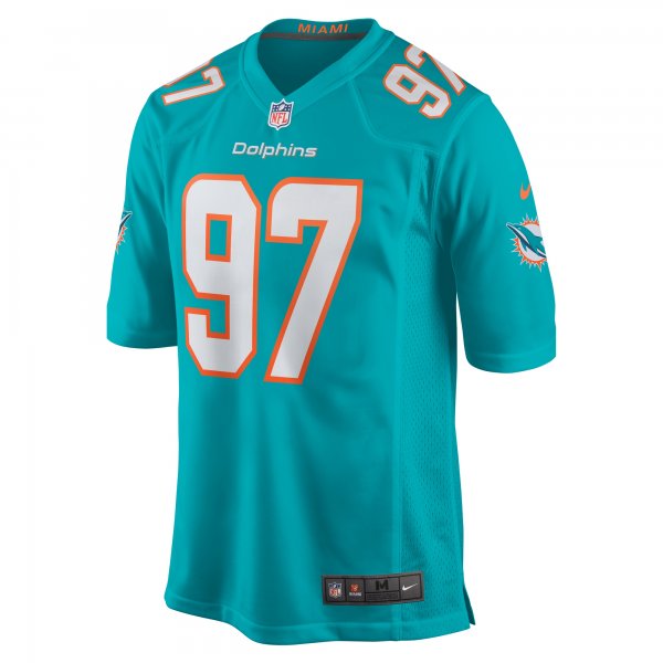 Men's Miami Dolphins Rashard Lawrence Nike  Aqua Team Game Jersey