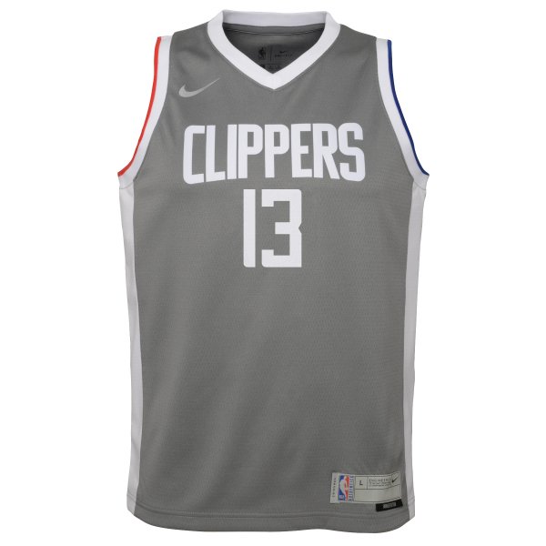 Youth LA Clippers Paul George Nike Gray 2020/21 Swingman Player Jersey - Earned Edition