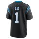 Men's Carolina Panthers Number 1 Dad Nike Black Game Jersey