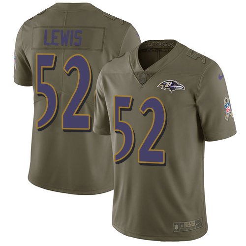 Nike Baltimore Ravens #52 Ray Lewis Olive Youth Stitched NFL Limited 2017 Salute to Service Jersey