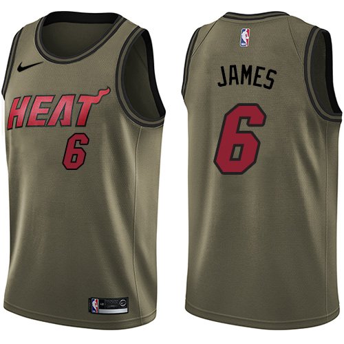 Nike Men's Miami Heat #6 LeBron James Green Salute to Service Swingman NBA Jersey