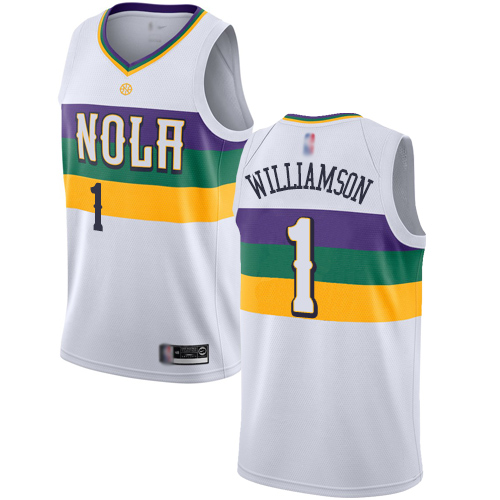 New Orleans Pelicans #1 Zion Williamson White Youth NBA Swingman City Edition 2018/19 Jersey