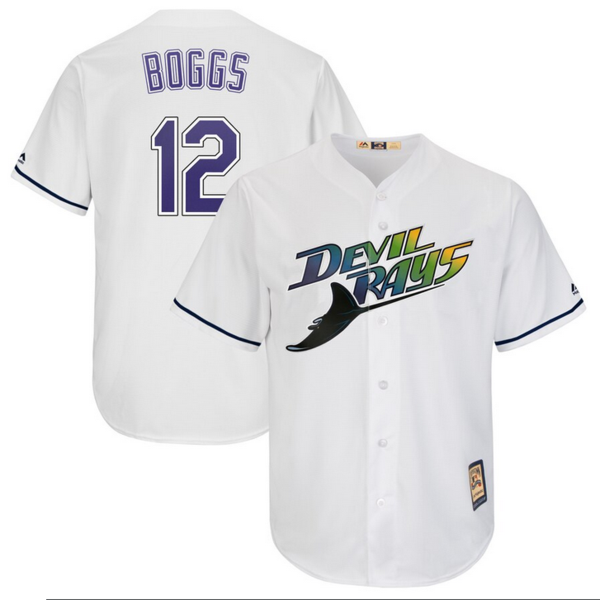 Men's Mitchell & Ness Tampa Bay Rays #12 Wade Boggs White MLB 1998 Throwback Jersey