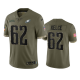 Philadelphia Eagles Jason Kelce Olive 2022 Salute To Service Limited Jersey #62