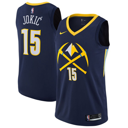 Men's Nike Denver Nuggets #15 Nikola Jokic Navy Swingman City Edition NBA Jersey