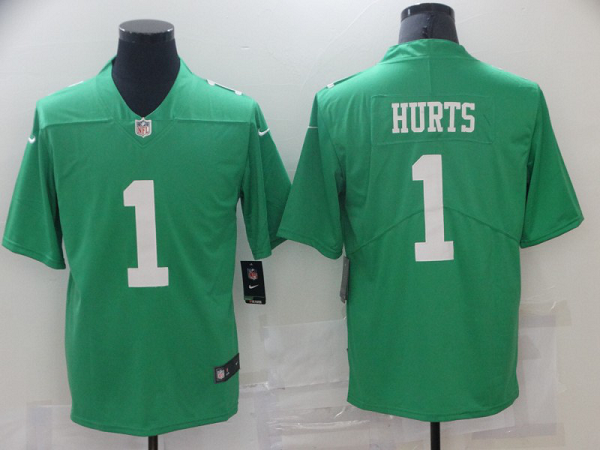 Men's Philadelphia Eagles #1 Jalen Hurts Green NFL Limited Stitched Player Jersey