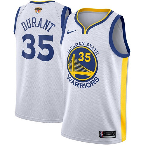 Men's Nike Golden State Warriors #35 Kevin Durant White The Finals Patch Swingman Association Edition NBA Jersey