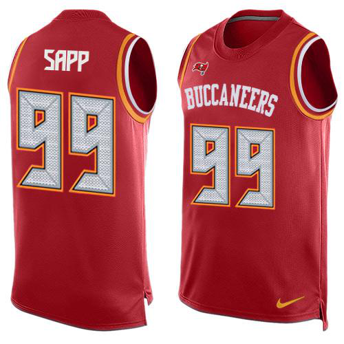 Nike Tampa Bay Buccaneers #99 Warren Sapp Red Team Color Men's Stitched NFL Limited Tank Top Jersey