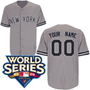 New York Yankees Personalized Grey w/2009 World Series Patch MLB Jersey