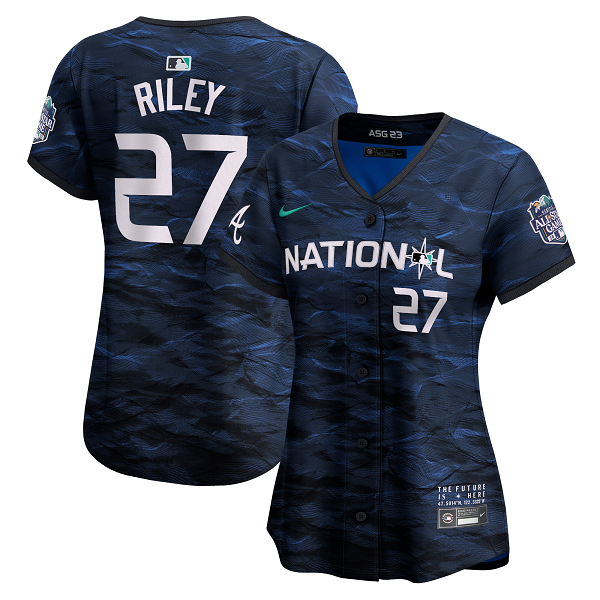 Women's National League #27 Austin Riley Nike Royal 2023 MLB All-Star Game Cool Base Jersey