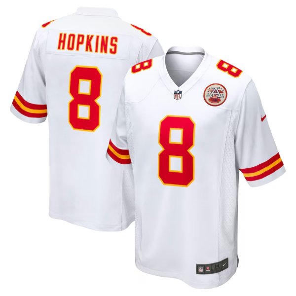 Men's #8 Nike DeAndre Hopkins White Kansas City Chiefs Player Game Jersey