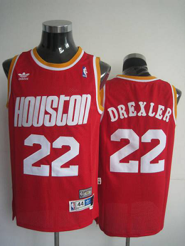 Mitchell and Ness Men's Houston Rockets #22 Clyde Drexler Stitched Red Throwback NBA Jersey