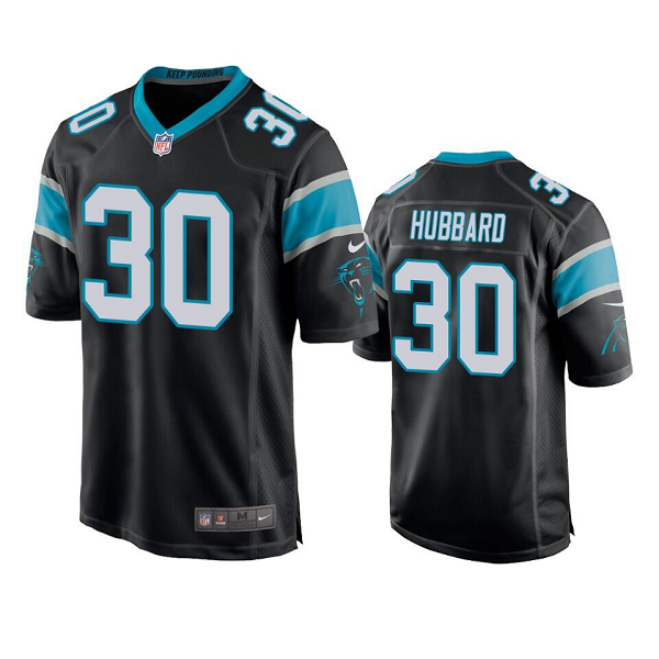 Men's Carolina Panthers #30 Chuba Hubbard Black Game NFL Jersey